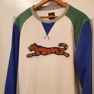 Le Tigre Blue and Green Crewneck Sweater with Bold Design